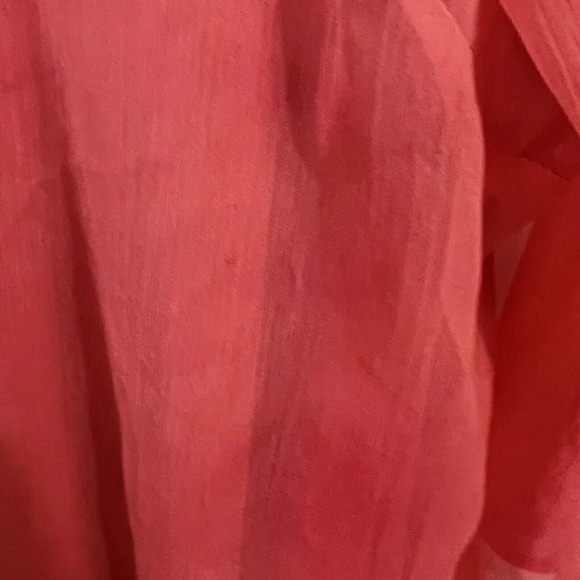 Uniti Casuals Vintage Peach Womens Blouse 1X Embroidered Flower Rhinestone Sheer - Picture 6 of 7